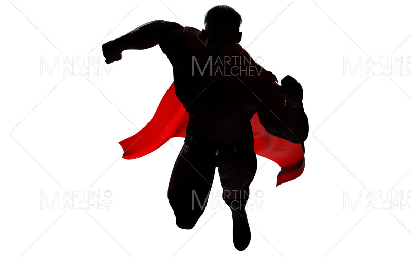 Superhrdina běží izolovaný 3D render 2