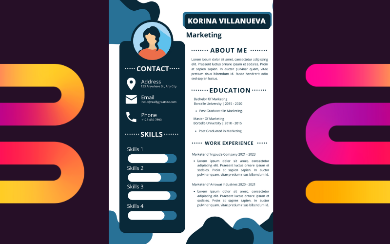 Abstract Resume Design Examples Blue and White Abstract Resume template - TemplateMonster