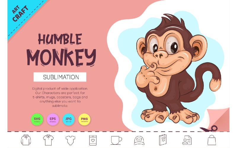Gráfico de desenho animado centrado no macaco · Creative Fabrica