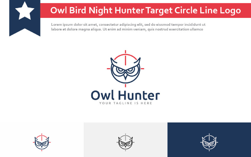 Owl Bird Silent Night Hunter Cílová Kruhová Linka Logo
