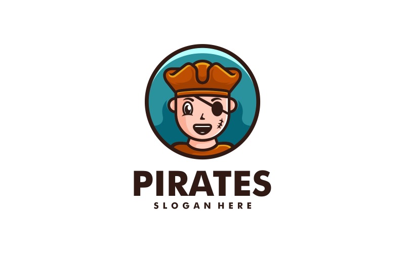 Piratmaskot tecknad logotyp