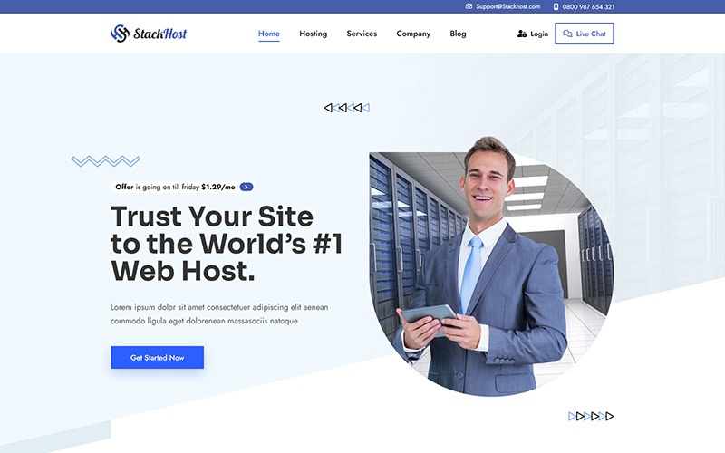 StackHost – Webtárhely és informatikai megoldások nyitóoldalának PSD-sablonja
