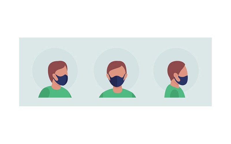 Avatar de personnage de vecteur de couleur semi-plat garçon indien avec jeu de masques
