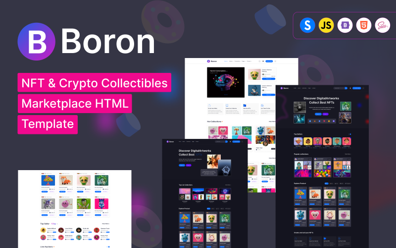 Boron – NFT Marketplace Bootstrap HTML webhelysablon
