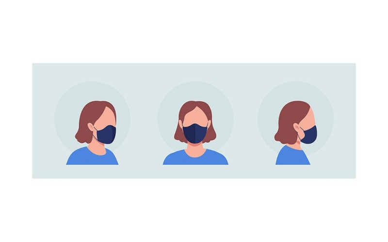 Masker met stropdassen drager semi-egale kleur vector avatar tekenset