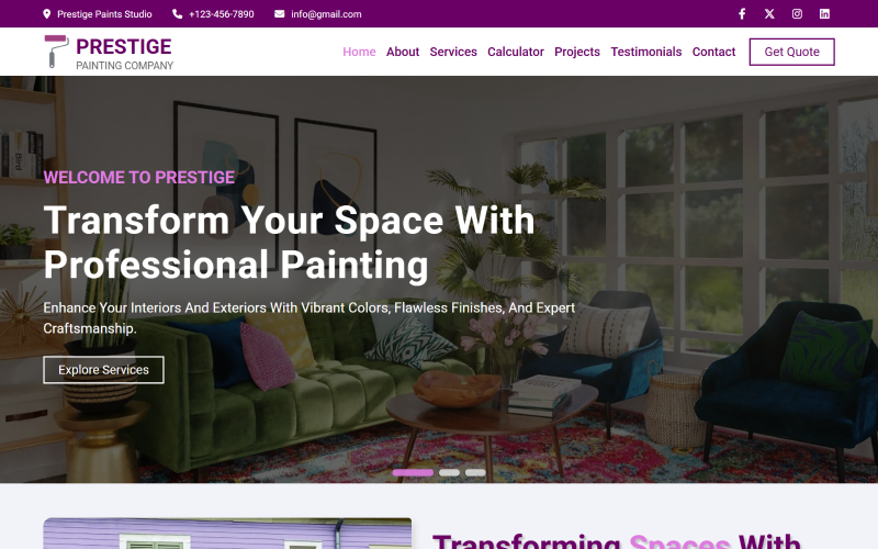 Prestige - Responsieve HTML5-landingspagina-sjabloon voor schilderbedrijf