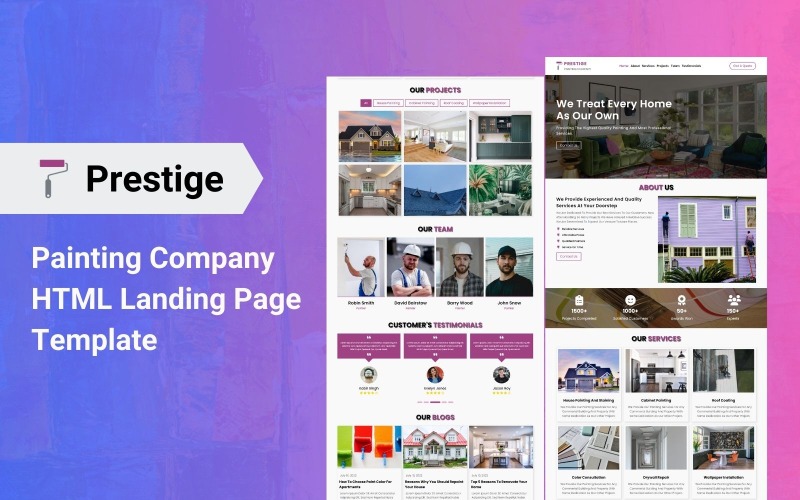 Šablona vstupní stránky reagující na společnost Prestige - Painting Company