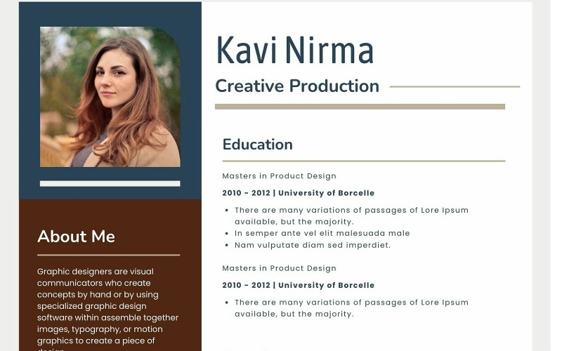 Kavi Nirma - 平面设计师简历模板