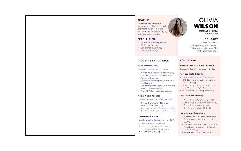 Lebenslaufvorlage (CV) für Social Media Manager – Lebenslauf