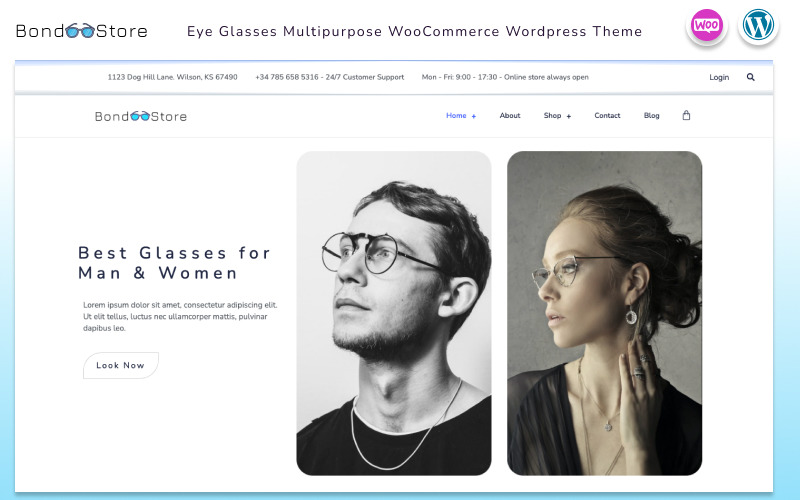 Bond Store - Negozio multiuso per occhiali WooCommerce Tema Wordpress