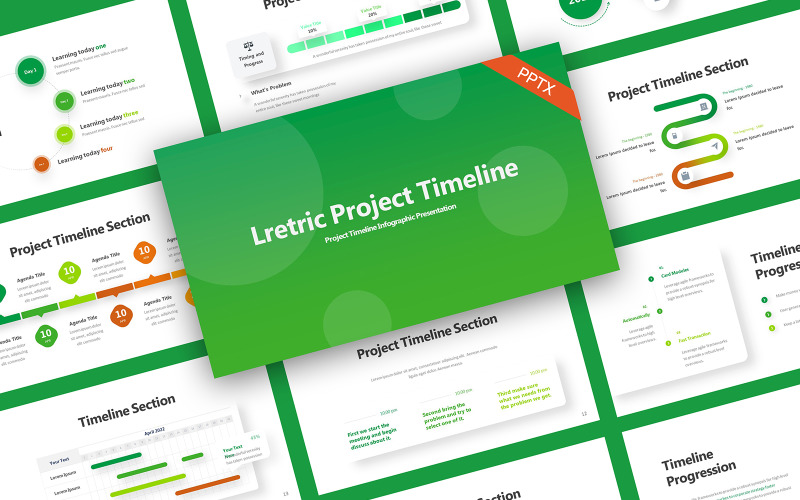Línea de tiempo del proyecto Lretric Plantilla de PowerPoint