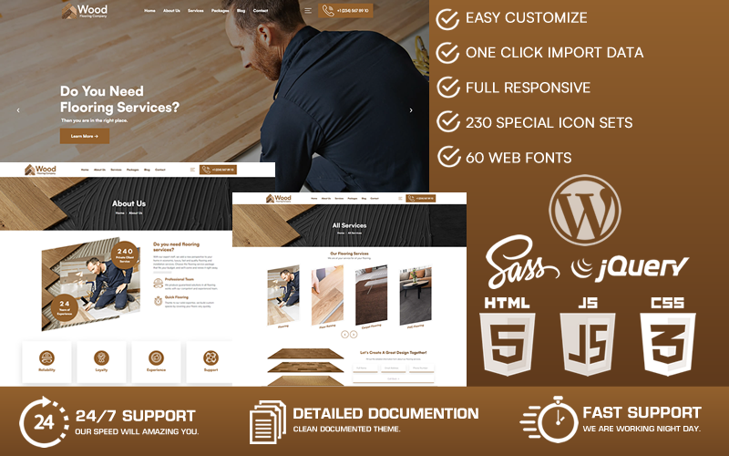 Madeira - Tema WordPress da empresa de pisos