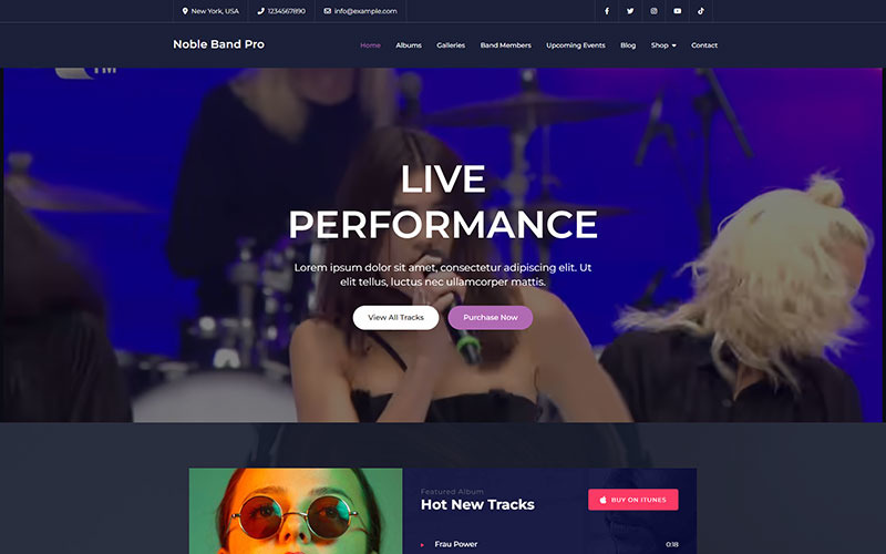 Noble Band Pro - Téma WordPress Music Elementor