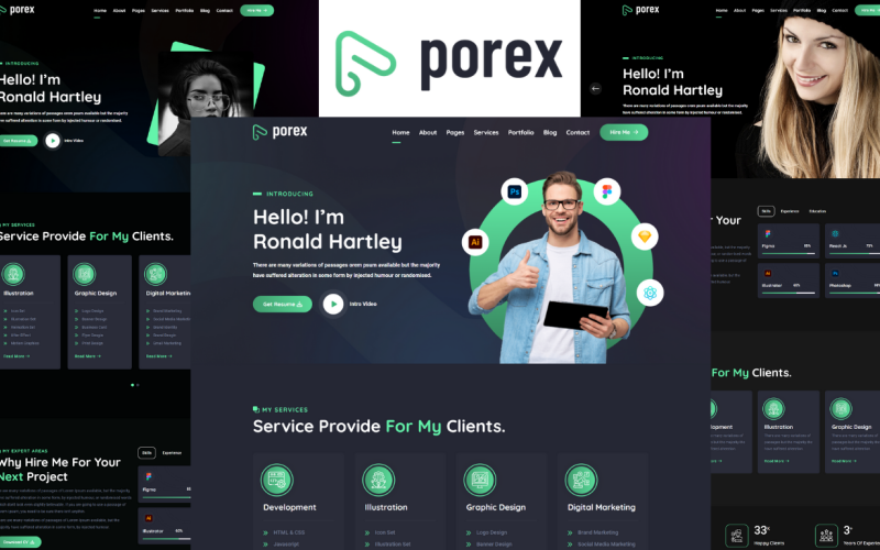 Porex - HTML5-sjabloon voor persoonlijke portfolio