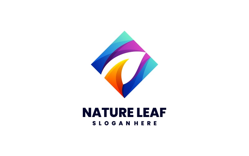 Природа Лист Градиент Красочный Логотип