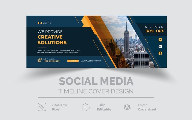 Capa de linha do tempo de mídia social corporativa de promoção de negócios moderna