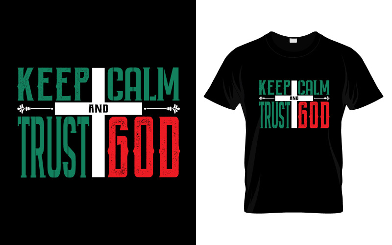 Mantieni la calma e fidati del design della maglietta di Dio