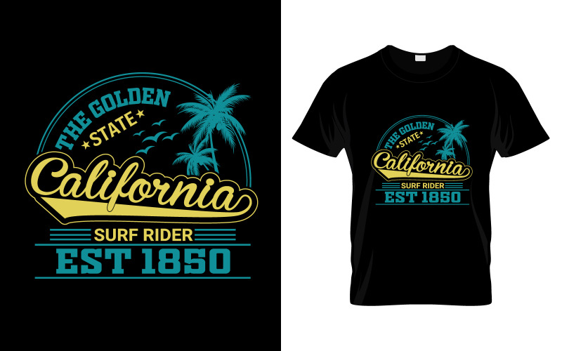 The Golden State California Surf Rider Est 1850 T Shirt