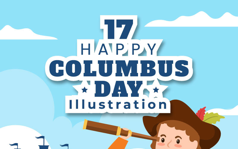 17 Gelukkige Dag van Columbus Nationale Feestdag Illustratie