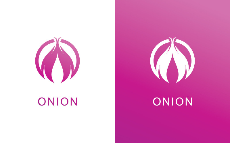 Modèle de vecteur d'oignon. Création de logo d'oignon rouge V11