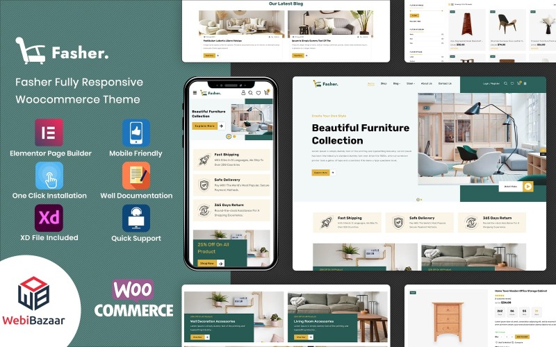 Fasher - 家具元素 WooCommerce 模板