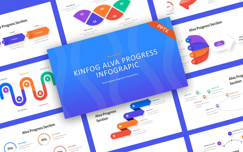 Modèle PowerPoint d'infographie du processus Kinfog Alva