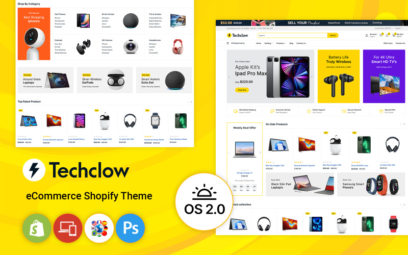 Sklep elektroniczny Techclow Motyw Shopify