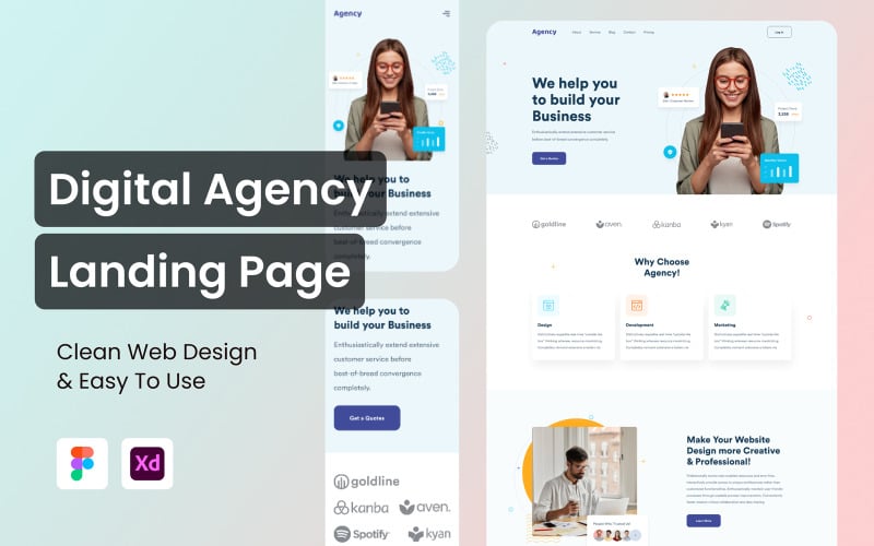 Digital Agency Web Landing Page UI Elements