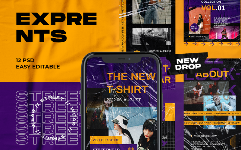 Exprents - Streetwear Instagram Posts Social Media Template