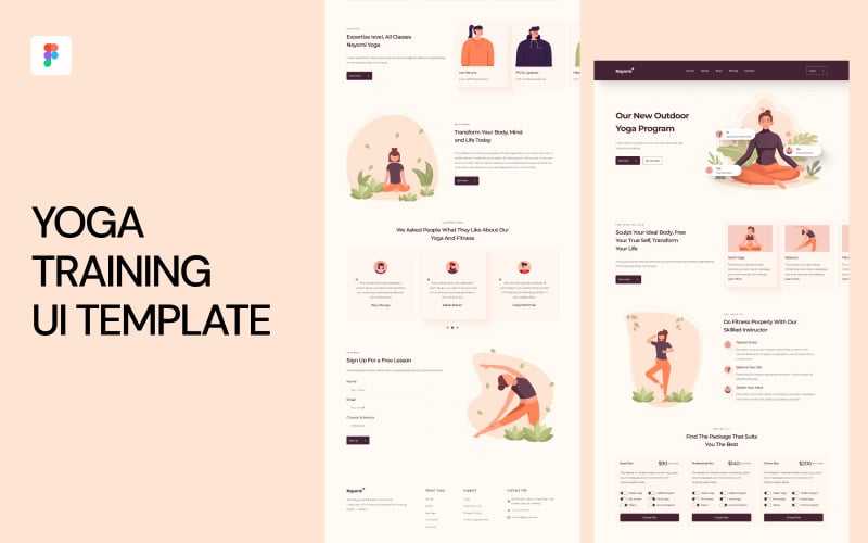 Modèle d'interface utilisateur de formation de yoga