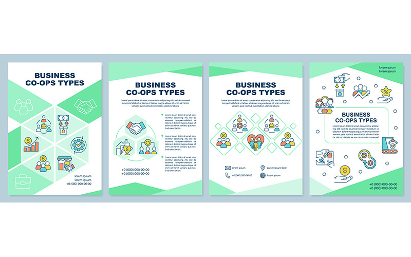 Modello di brochure verde di tipi di cooperative aziendali