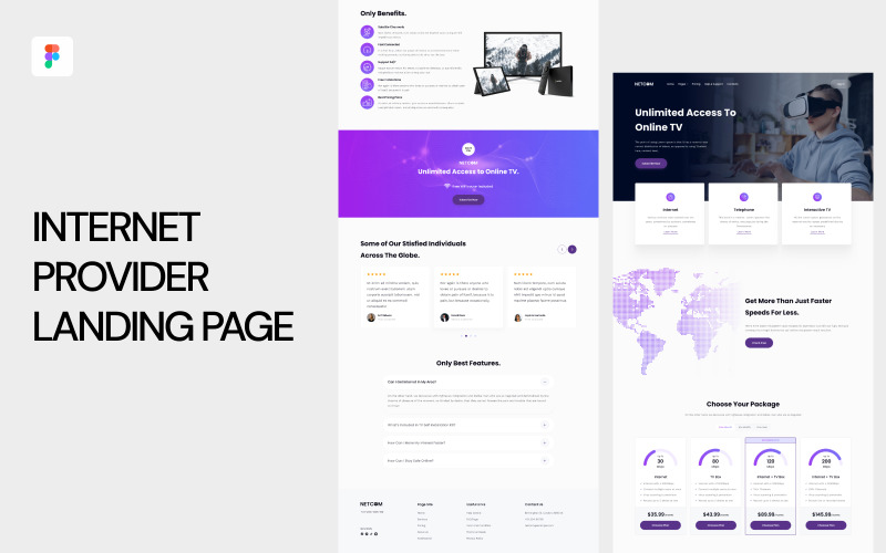 Page de destination du fournisseur d'accès Internet