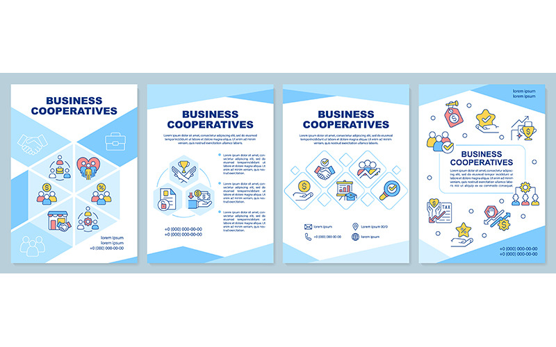 Синий шаблон брошюры бизнес-кооперативов