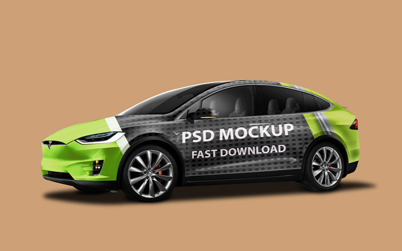 Tesla Car Branding PSD Mockup-Vorlage
