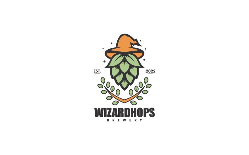 Logo čaroděje Hops jednoduchého maskota