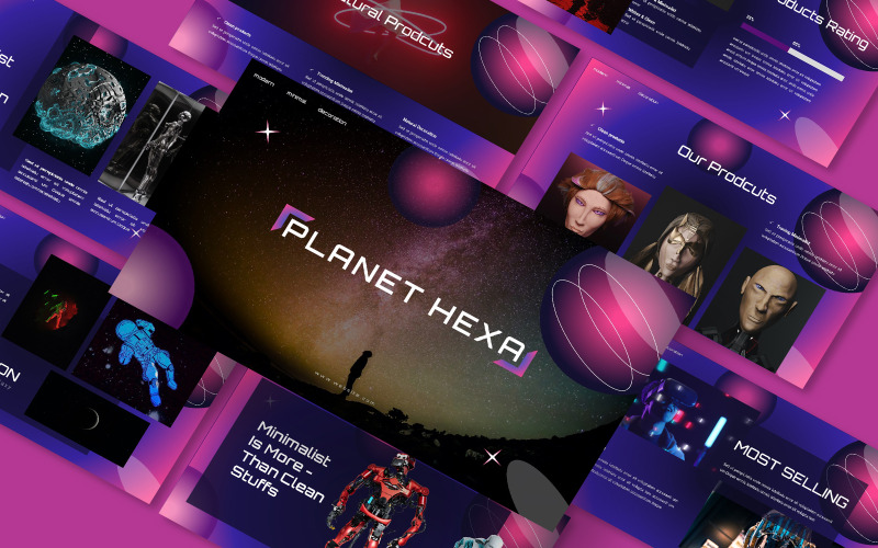 Бізнес-шаблон Powerpoint Planet Hexa