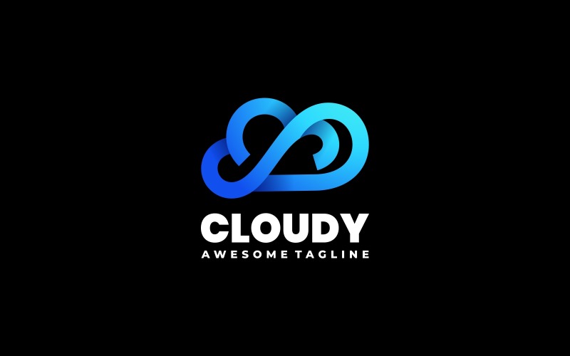 Cloud Line Art Farbverlauf Logo Design