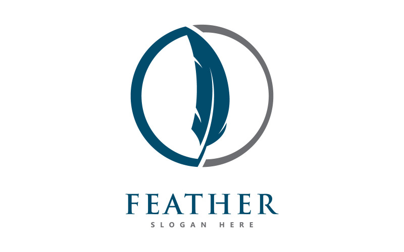 Modèle de conception de logo vectoriel plume V6