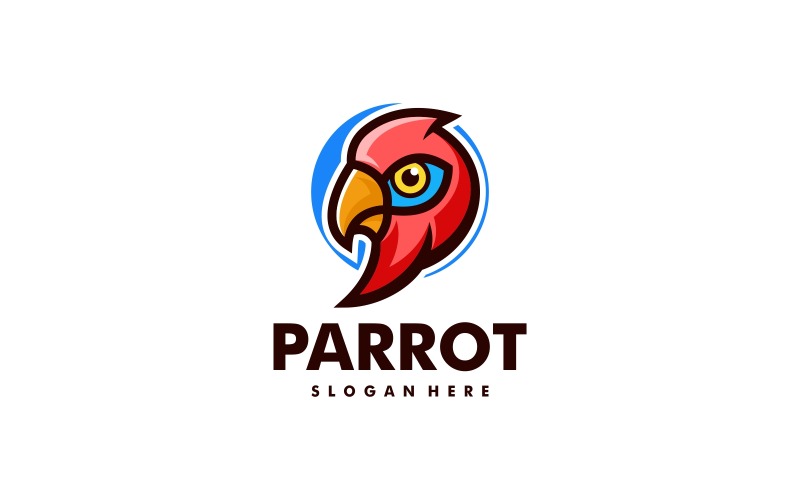 Papegaai eenvoudig mascotte-logo-ontwerp