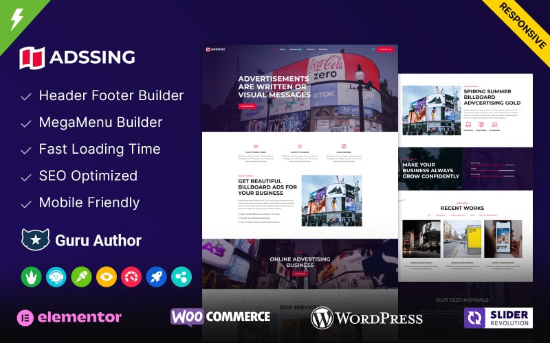 Adssing - WordPress тема для рекламного агентства и цифрового маркетинга
