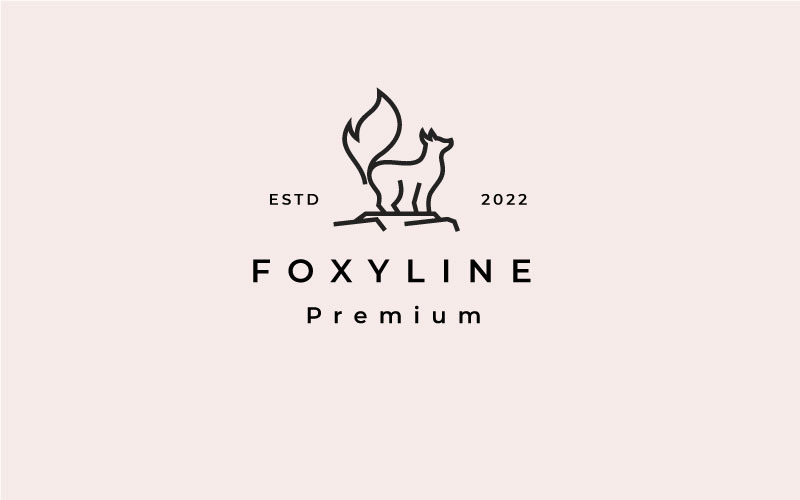 Fox Line Art Logo Design Vector Illustration