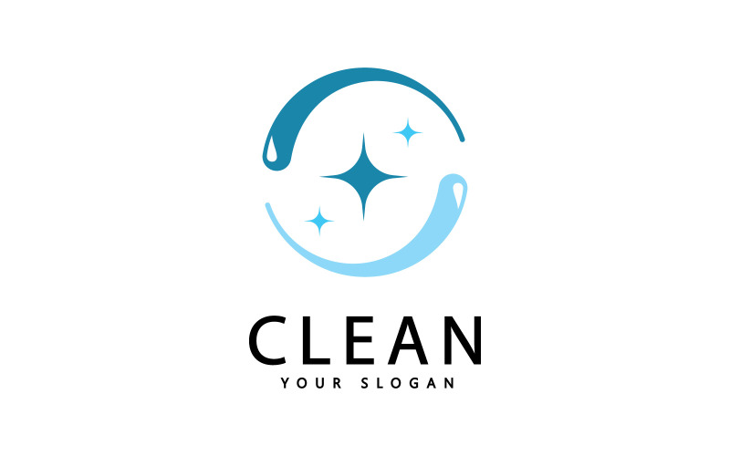 Modelo de design de logotipo vetorial de limpeza ou lavagem V2
