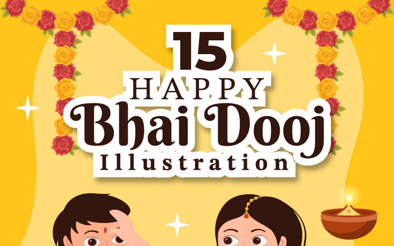 15 Иллюстрация празднования индийского фестиваля Бхай Дудж