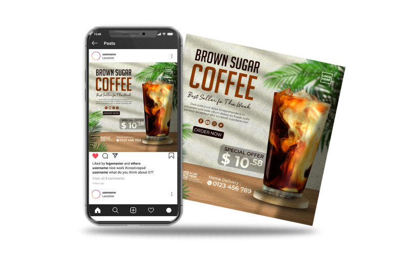 Instagram 发布社交媒体发布红糖咖啡