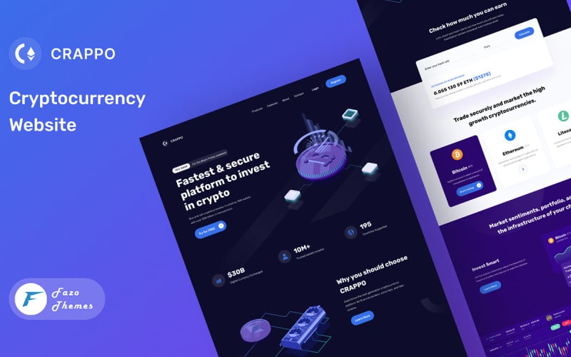 Crappo Cryptocurrency Landing Page Template