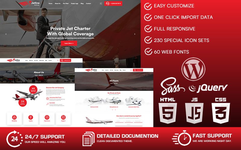 Jetline - Havayolları WordPress Teması