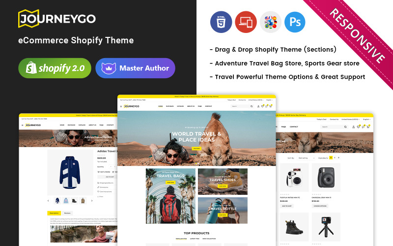 Journey - Адаптивна тема Shopify 2.0 для подорожей