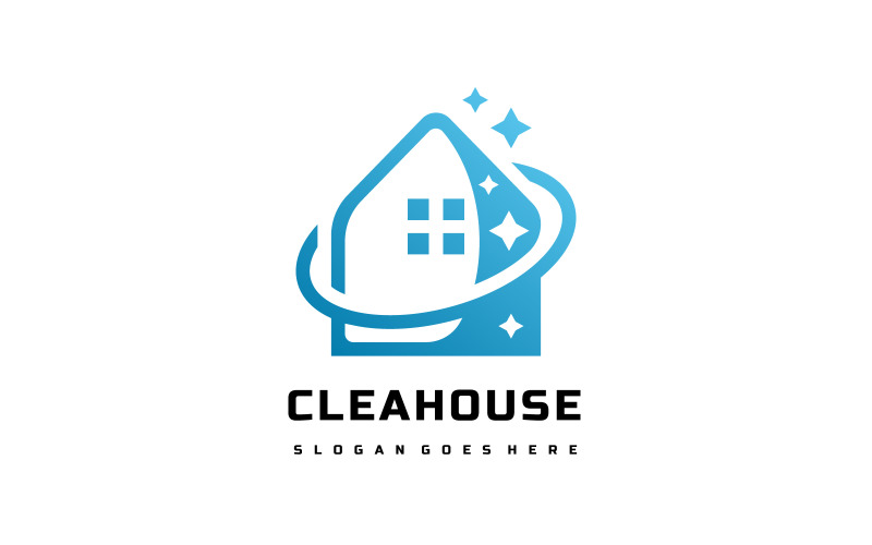 Modèle de logo de maison de nettoyage