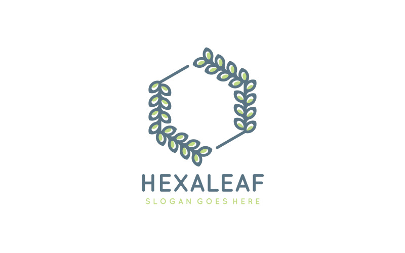 Plantilla de logotipo de hoja hexagonal