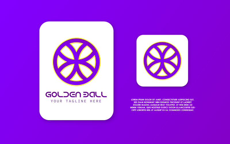 Plantillas creativas de diseño de logotipos vectoriales para colorear de bolas doradas